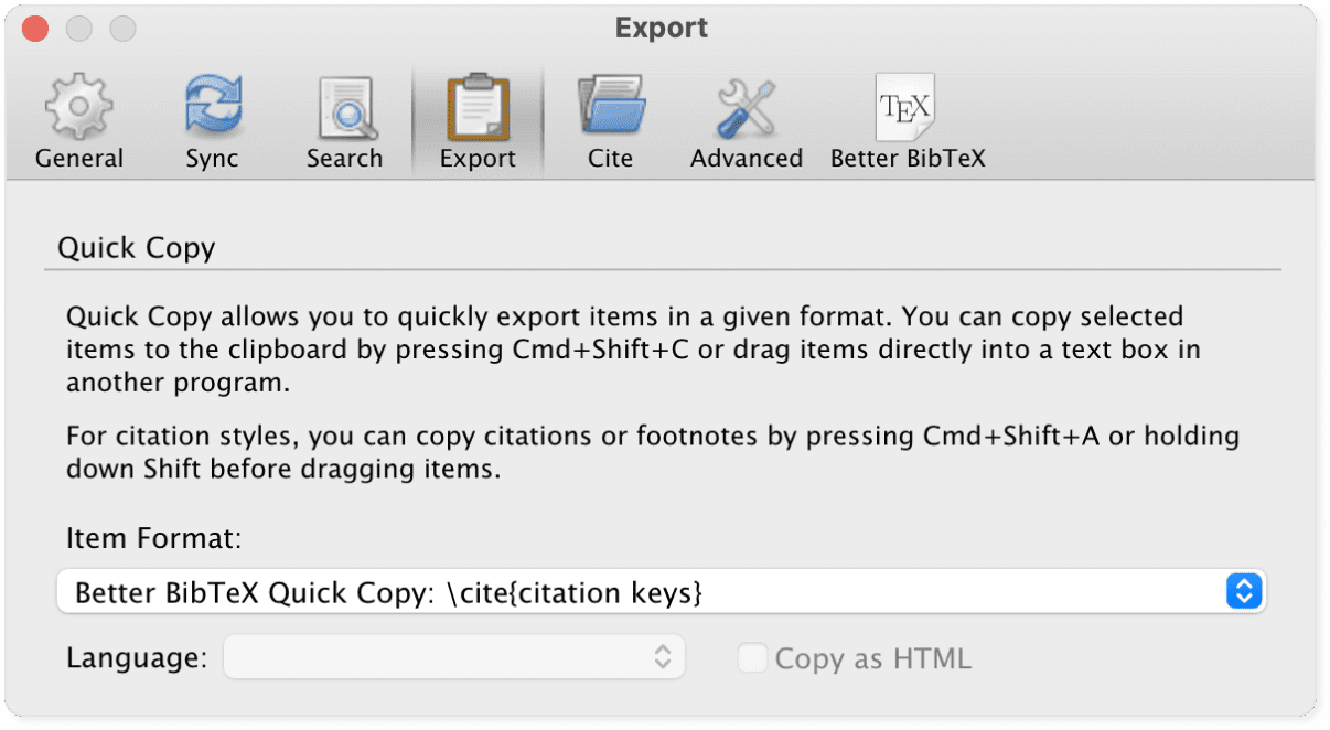Zotero Quick Copy Better BibTeX options